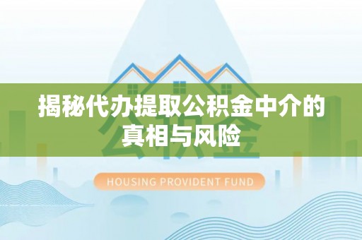 郁南揭秘代办提取公积金中介的真相与风险