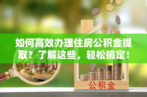 郁南如何高效办理住房公积金提取？了解这些，轻松搞定！